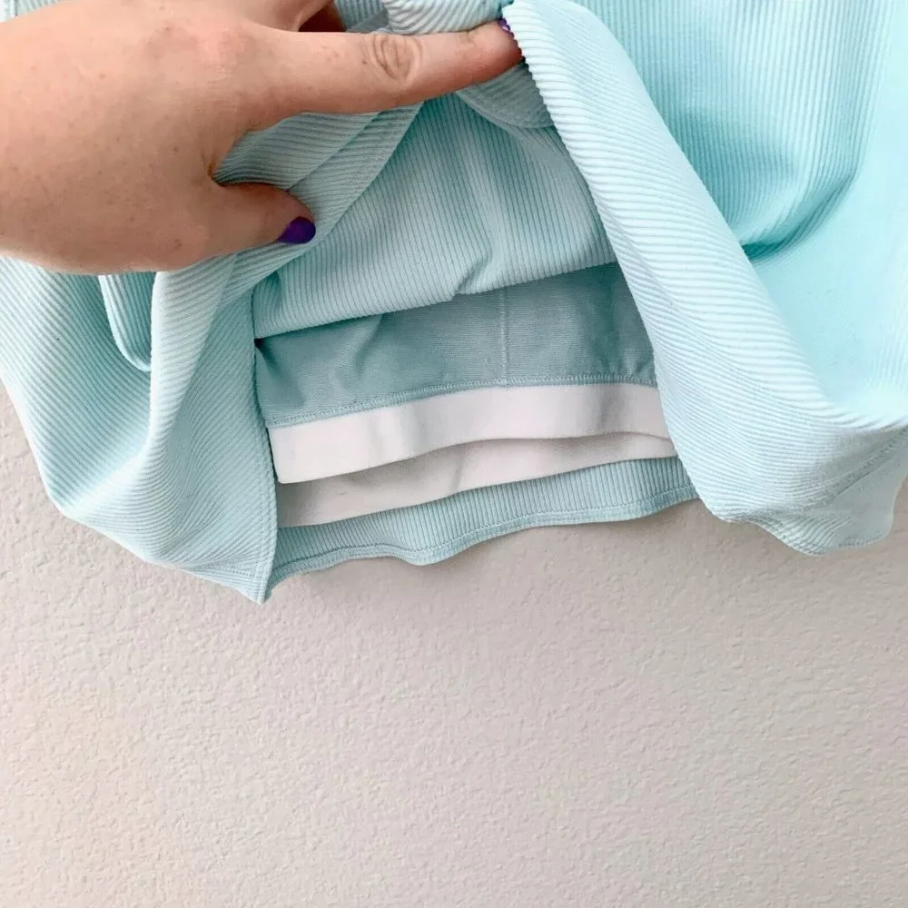 Gap GapFit Ribbed Blackout Twist-Knot Cropped Sports Bra Aqua Size L - Picture 6 of 9
